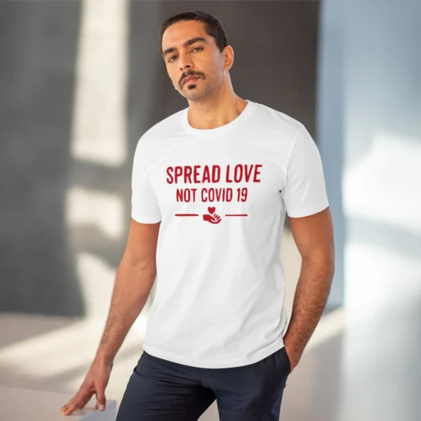 Men's PC Cotton Spread Love Not Covid 19 Printed T Shirt (Color: White, Thread Count: 180GSM) - Image 6