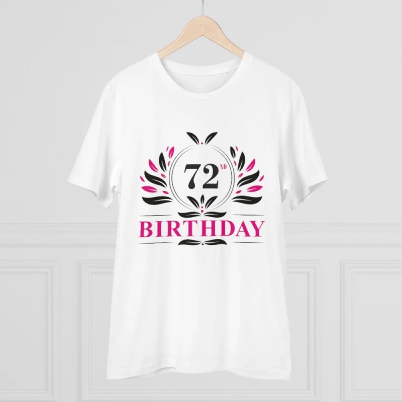 Men's PC Cotton 72nd Birthday Printed T Shirt (Color: White, Thread Count: 180GSM) - Image 5