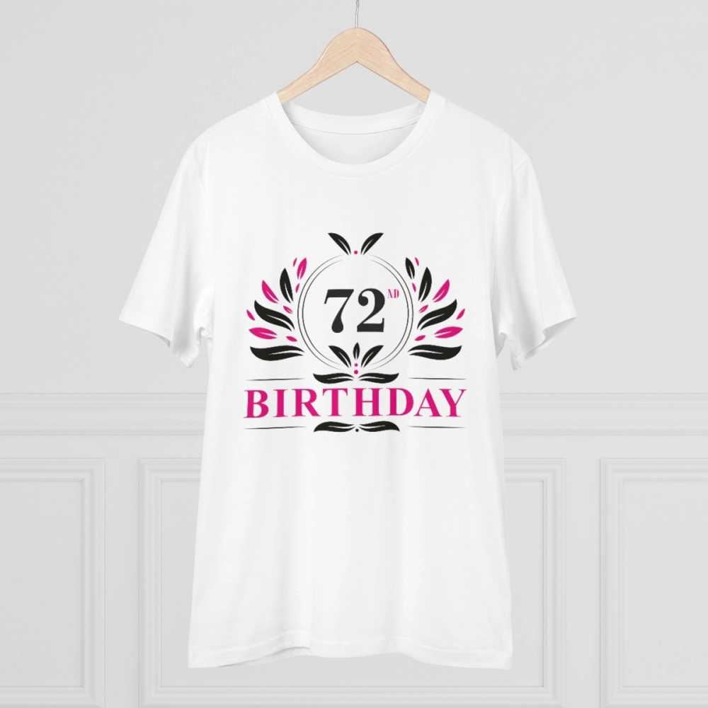 Men's PC Cotton 72nd Birthday Printed T Shirt (Color: White, Thread Count: 180GSM) - Image 5