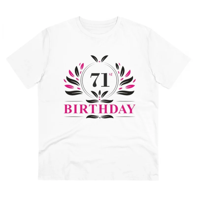 Men's PC Cotton 71st Birthday Printed T Shirt (Color: White, Thread Count: 180GSM)