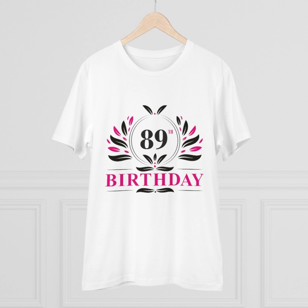 Men's PC Cotton 89th Birthday Printed T Shirt (Color: White, Thread Count: 180GSM) - Image 5