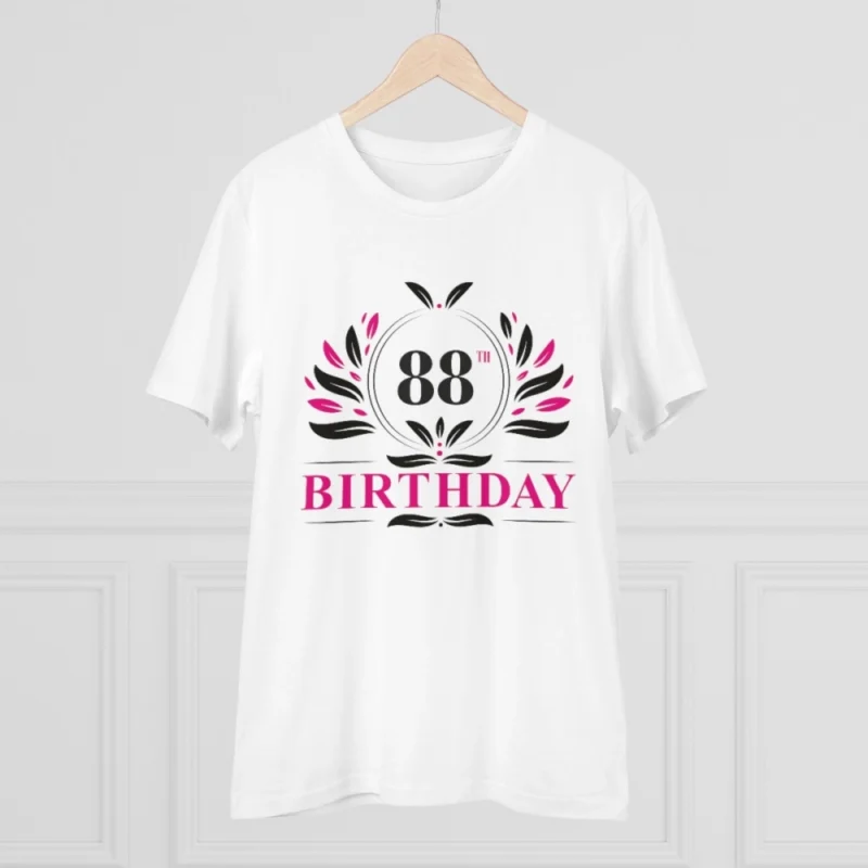 Men's PC Cotton 88th Birthday Printed T Shirt (Color: White, Thread Count: 180GSM) - Image 5