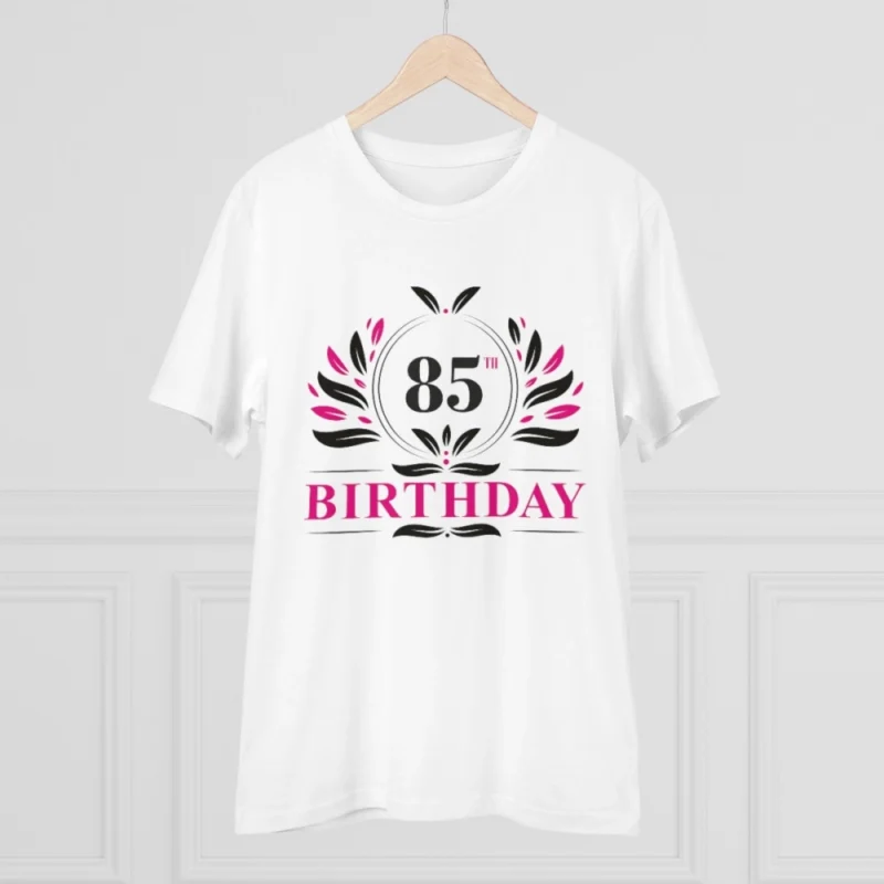 Men's PC Cotton 85th Birthday Printed T Shirt (Color: White, Thread Count: 180GSM) - Image 5