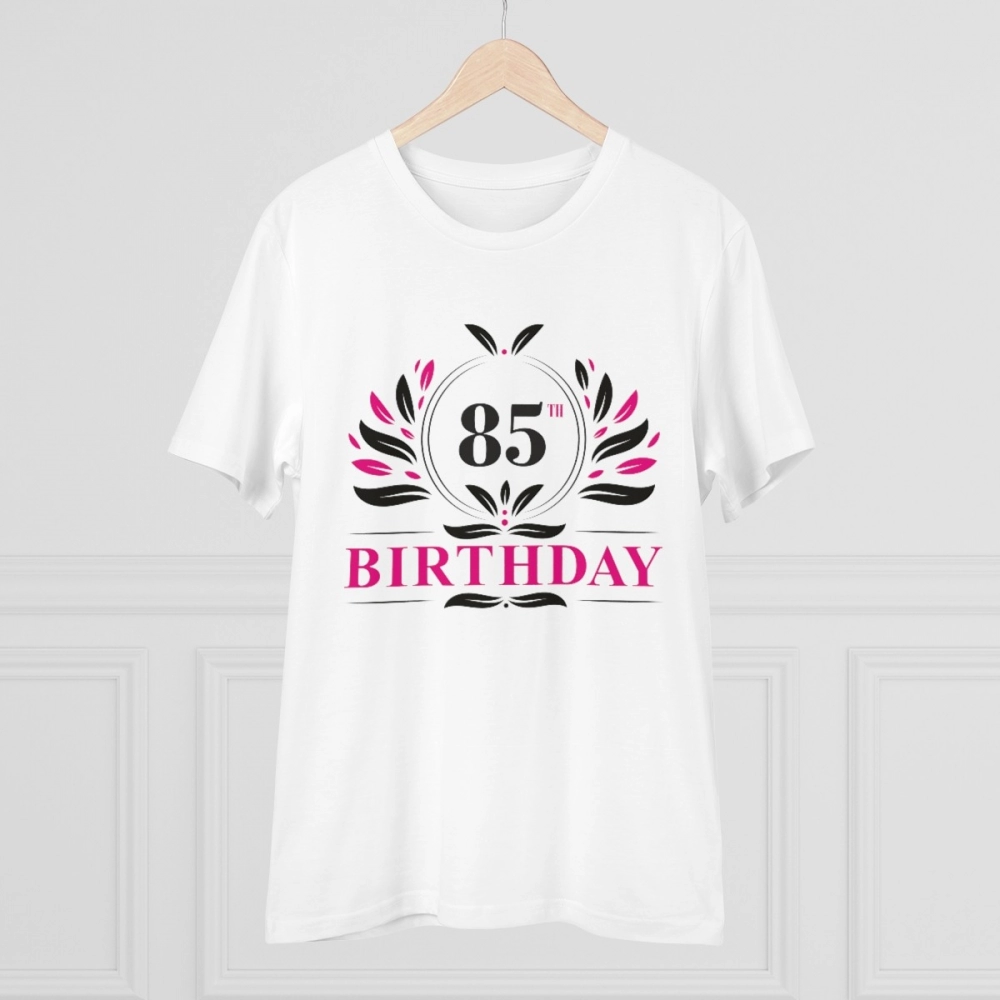 Men's PC Cotton 85th Birthday Printed T Shirt (Color: White, Thread Count: 180GSM) - Image 5