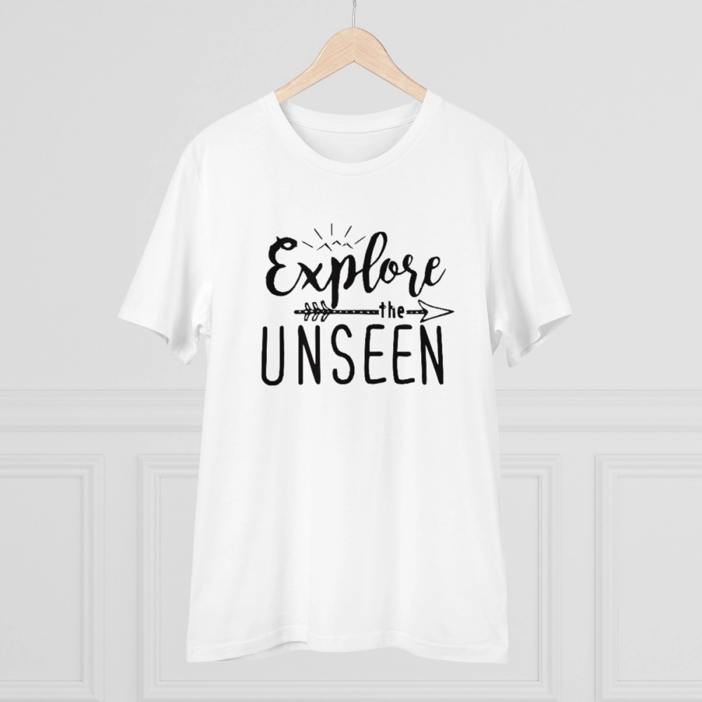 Men's PC Cotton Explore The Unseen Printed T Shirt (Color: White, Thread Count: 180GSM) - Image 5