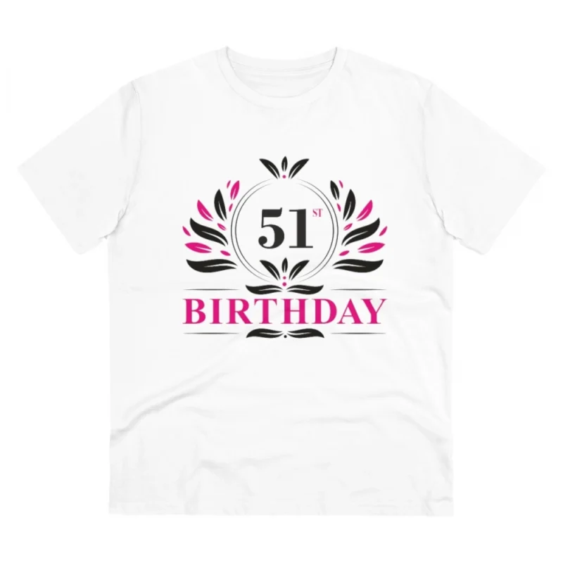 Men's PC Cotton 51st Birthday Printed T Shirt (Color: White, Thread Count: 180GSM)