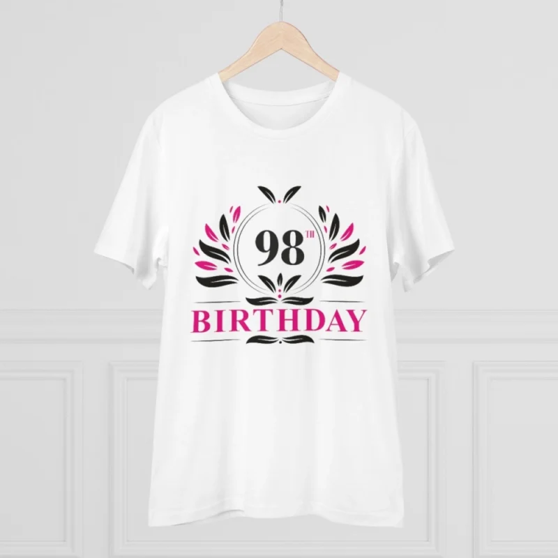 Men's PC Cotton 98th Birthday Printed T Shirt (Color: White, Thread Count: 180GSM) - Image 5