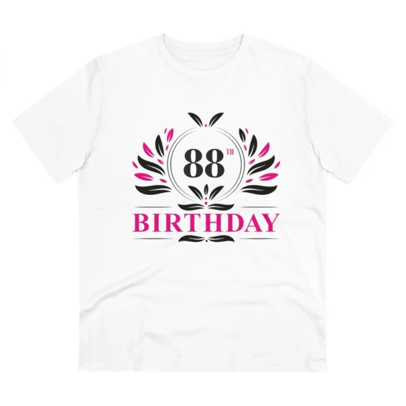 Men's PC Cotton 88th Birthday Printed T Shirt (Color: White, Thread Count: 180GSM)