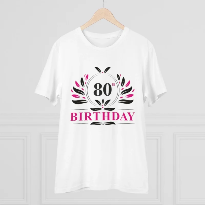 Men's PC Cotton 80th Birthday Printed T Shirt (Color: White, Thread Count: 180GSM) - Image 5