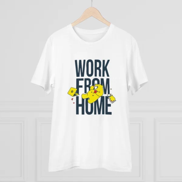 Men's PC Cotton Work From Home Desing Printed T Shirt (Color: White, Thread Count: 180GSM) - Image 3