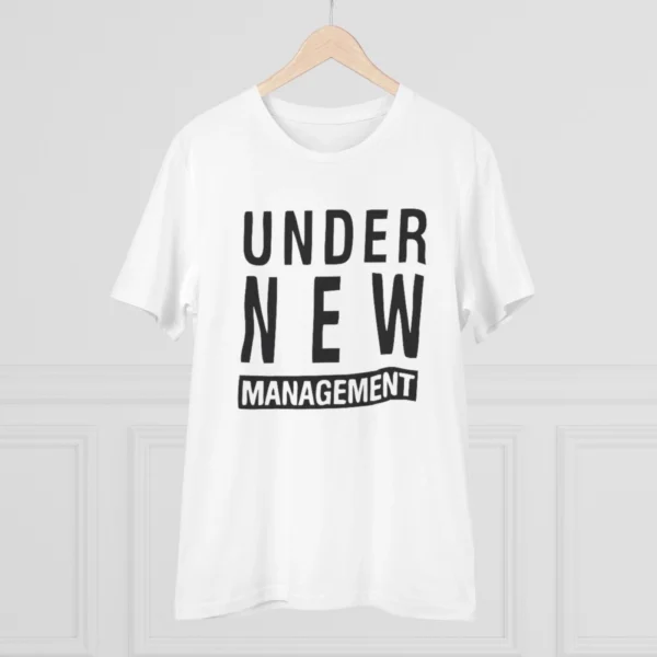 Men's PC Cotton Under New Management Desing Printed T Shirt (Color: White, Thread Count: 180GSM) - Image 3
