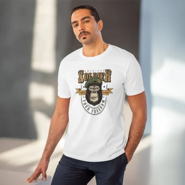 Men's PC Cotton Gorila Desing Printed T Shirt (Color: White, Thread Count: 180GSM) - Image 6
