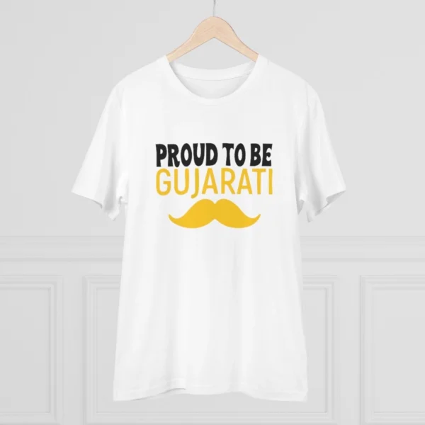 Men's PC Cotton Proud To Be Gujarati Printed T Shirt (Color: White, Thread Count: 180GSM) - Image 3
