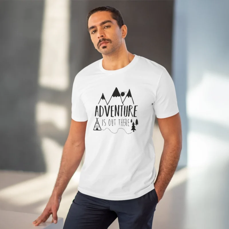 Men's PC Cotton Explore The Unseen Printed T Shirt (Color: White, Thread Count: 180GSM) - Image 2
