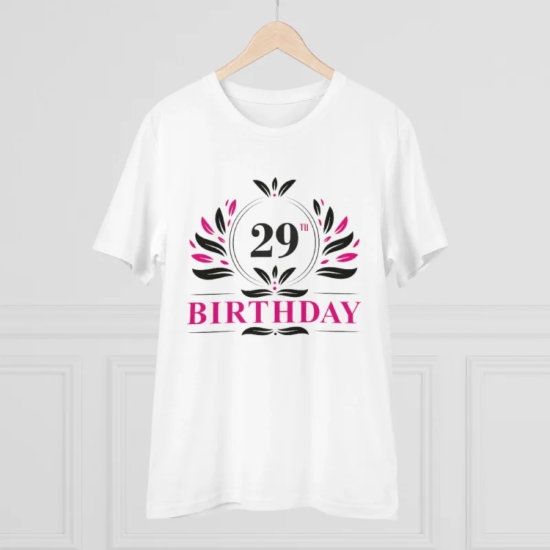 Men's PC Cotton 29th Birthday Printed T Shirt (Color: White, Thread Count: 180GSM) - Image 5