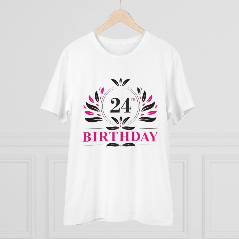 Men's PC Cotton 24th Birthday Printed T Shirt (Color: White, Thread Count: 180GSM) - Image 5