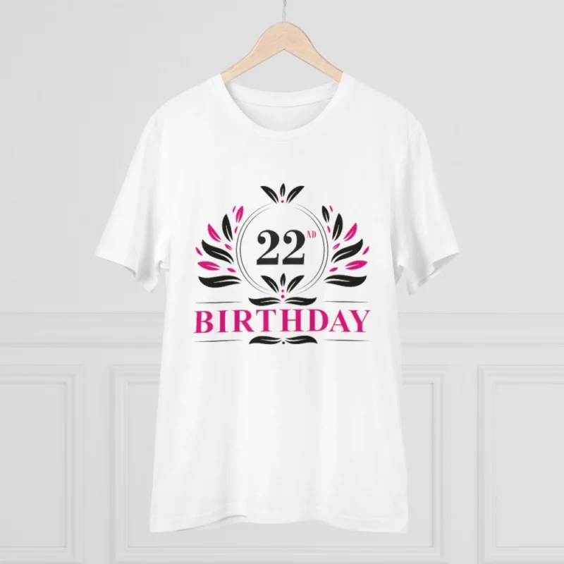 Men's PC Cotton 22nd Birthday Printed T Shirt (Color: White, Thread Count: 180GSM) - Image 5
