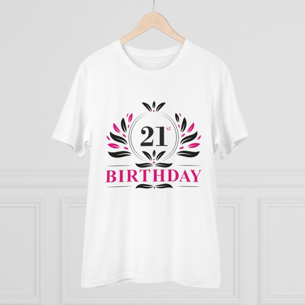 Men's PC Cotton 21st Birthday Printed T Shirt (Color: White, Thread Count: 180GSM) - Image 5