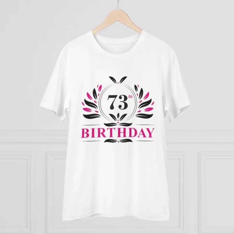 Men's PC Cotton 73rd Birthday Printed T Shirt (Color: White, Thread Count: 180GSM) - Image 5