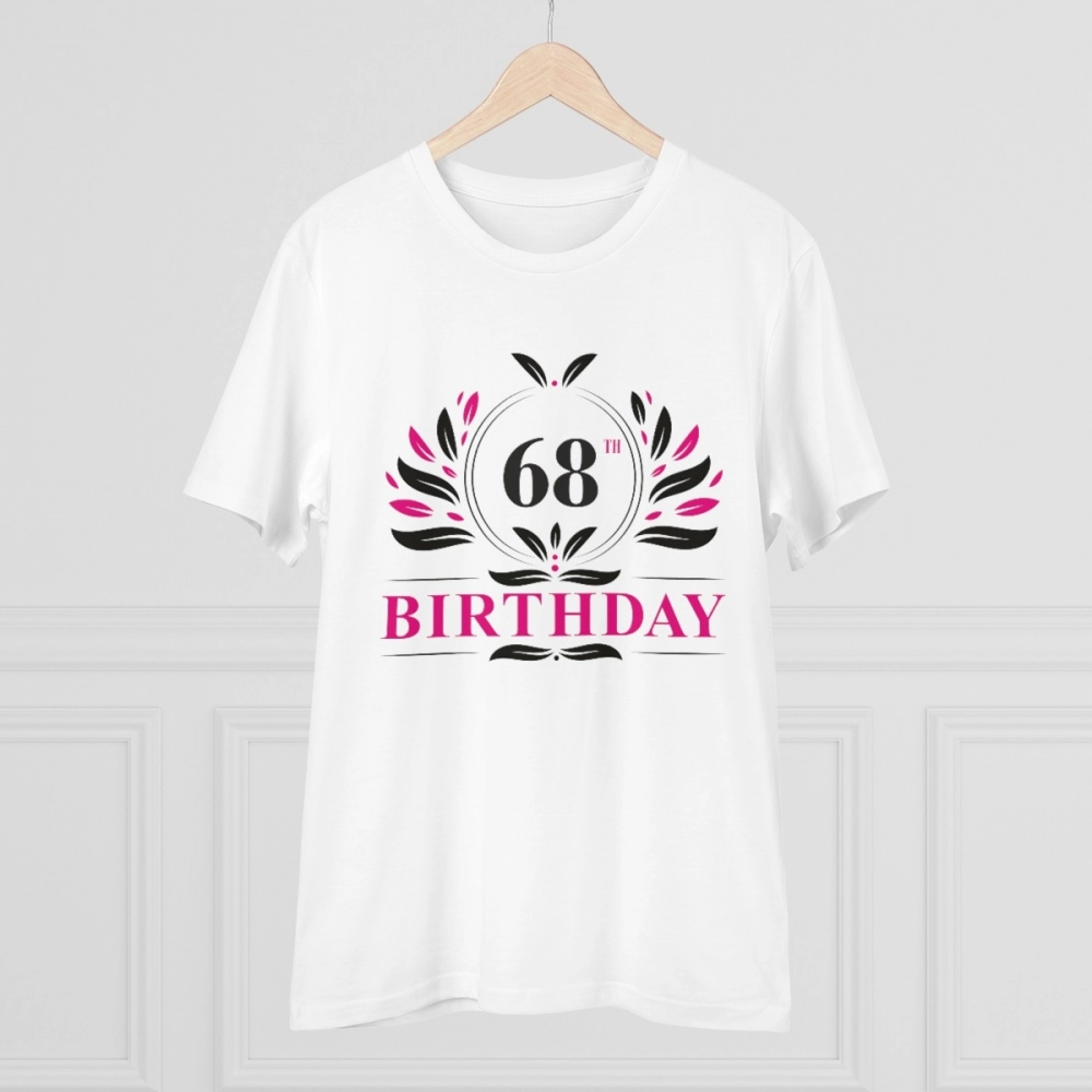 Men's PC Cotton 68th Birthday Printed T Shirt (Color: White, Thread Count: 180GSM) - Image 5