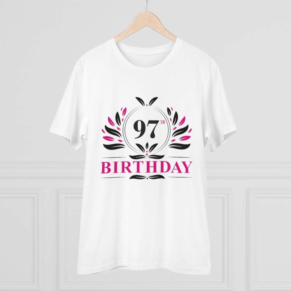 Men's PC Cotton 97th Birthday Printed T Shirt (Color: White, Thread Count: 180GSM) - Image 5