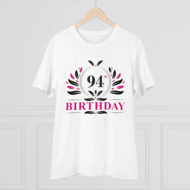 Men's PC Cotton 94th Birthday Printed T Shirt (Color: White, Thread Count: 180GSM) - Image 5