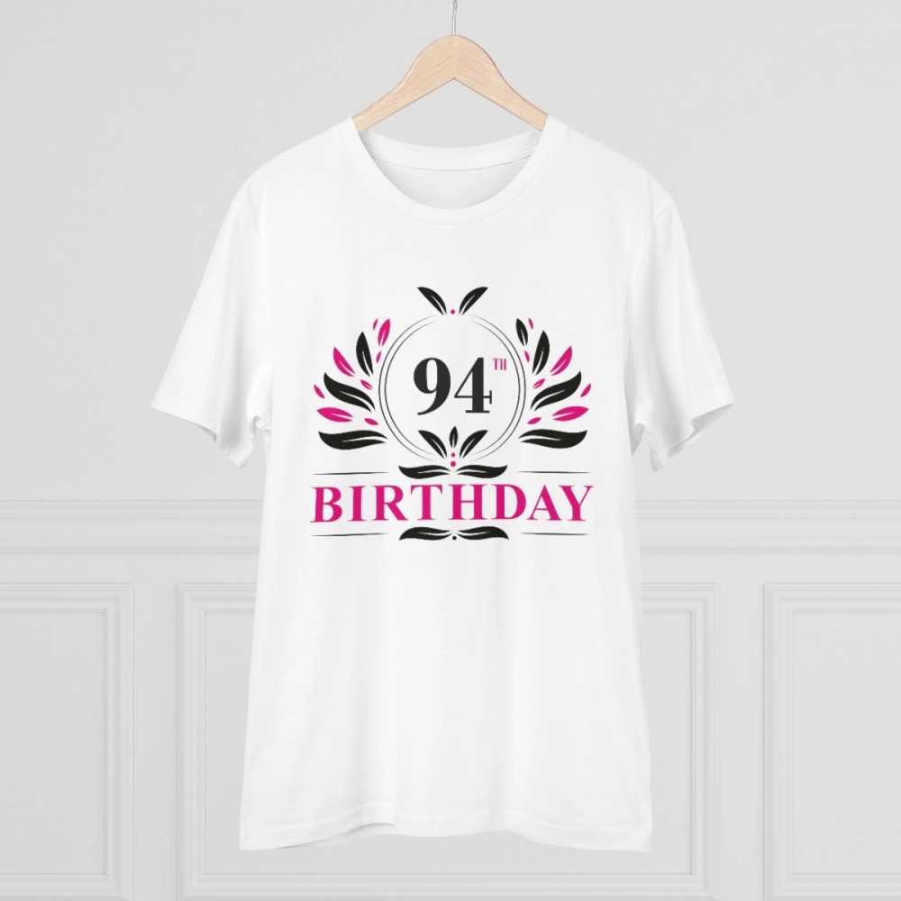 Men's PC Cotton 94th Birthday Printed T Shirt (Color: White, Thread Count: 180GSM) - Image 5