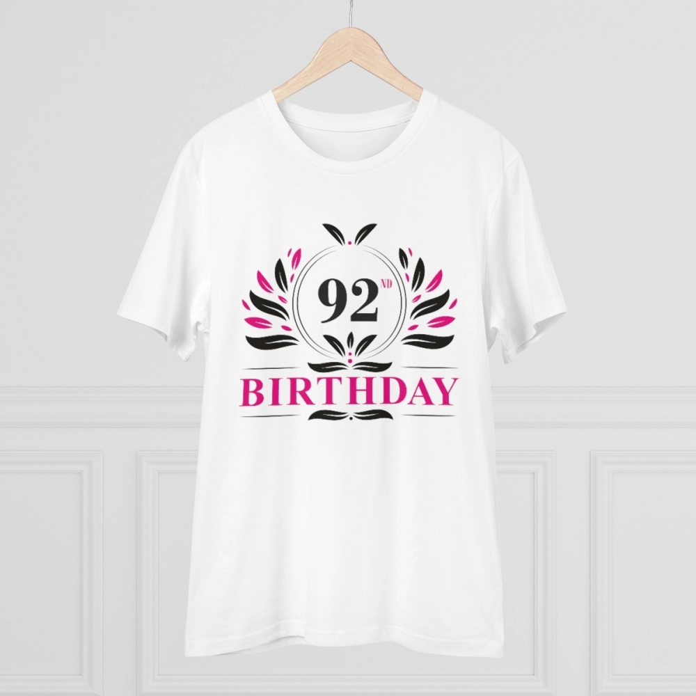 Men's PC Cotton 92nd Birthday Printed T Shirt (Color: White, Thread Count: 180GSM) - Image 5