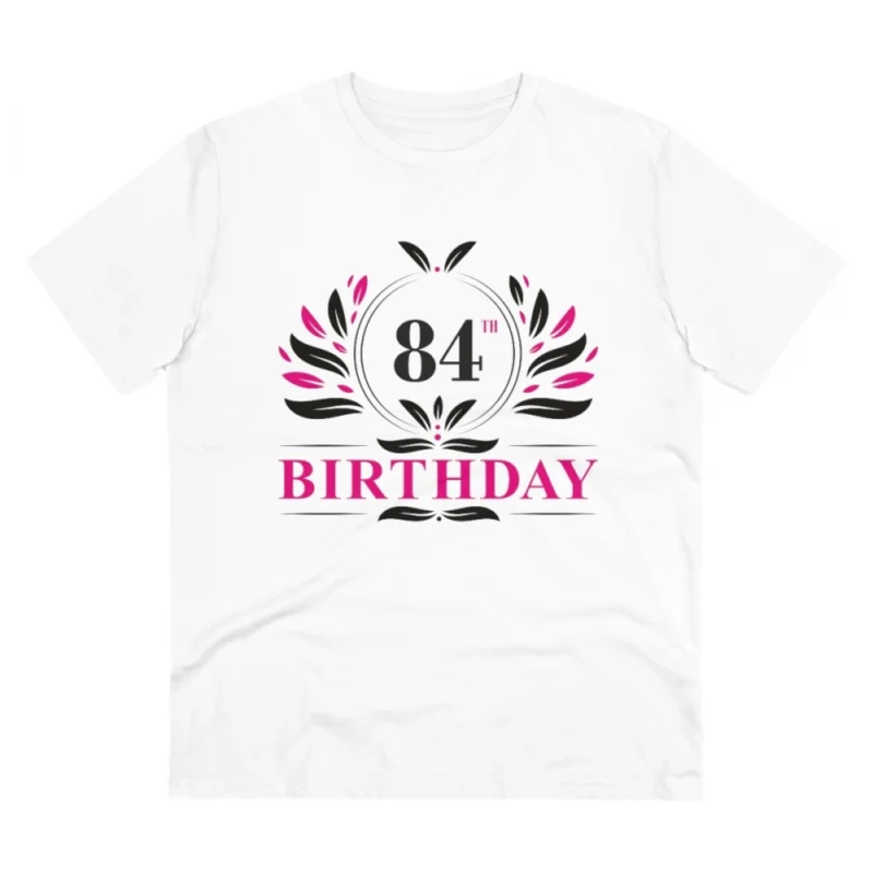 Men's PC Cotton 84th Birthday Printed T Shirt (Color: White, Thread Count: 180GSM)