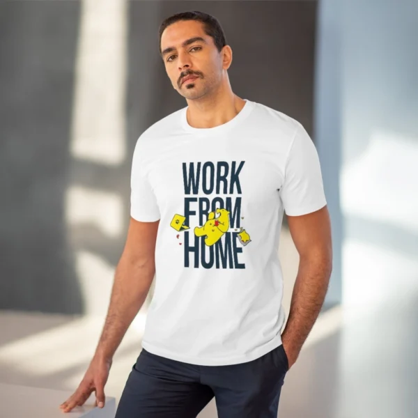 Men's PC Cotton Work From Home Desing Printed T Shirt (Color: White, Thread Count: 180GSM) - Image 6