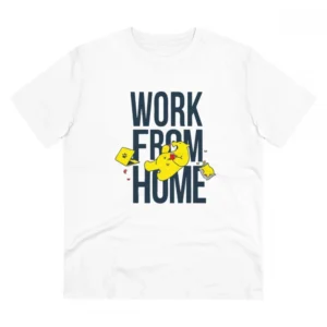 Men's PC Cotton Work From Home Desing Printed T Shirt (Color: White, Thread Count: 180GSM)