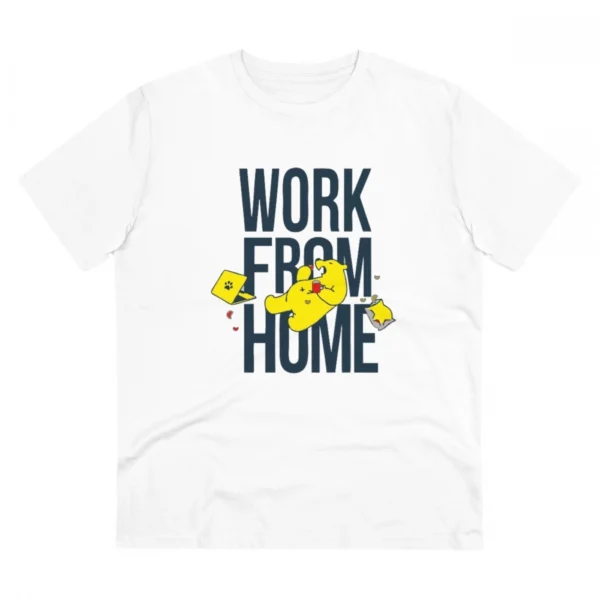 Men's PC Cotton Work From Home Desing Printed T Shirt (Color: White, Thread Count: 180GSM)