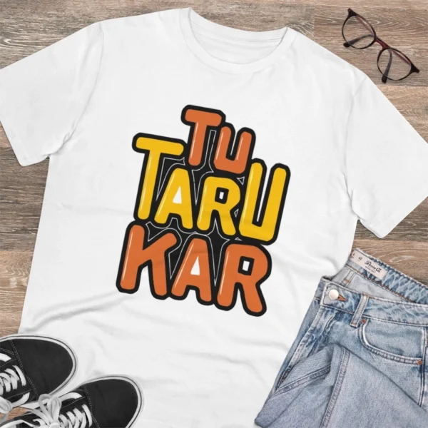 Men's PC Cotton Tu Taru Kar Printed T Shirt (Color: White, Thread Count: 180GSM) - Image 4