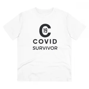 Men's PC Cotton Covid 19 Survivor Printed T Shirt (Color: White, Thread Count: 180GSM)