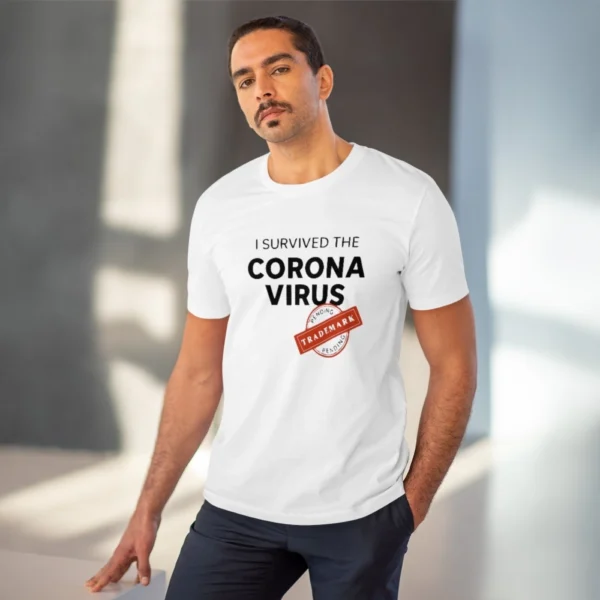 Men's PC Cotton I Survived Corona Virus Printed T Shirt (Color: White, Thread Count: 180GSM) - Image 6