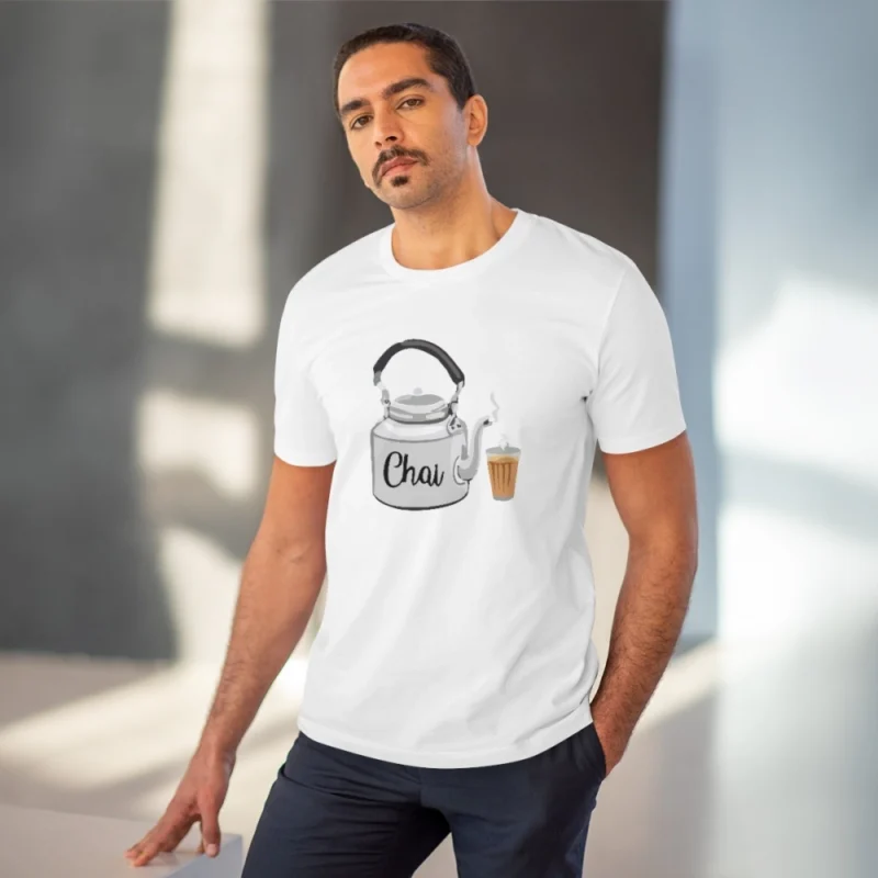 Men's PC Cotton Marathi Desing Printed T Shirt (Color: White, Thread Count: 180GSM) - Image 2
