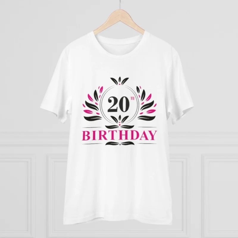 Men's PC Cotton 20th Birthday Printed T Shirt (Color: White, Thread Count: 180GSM) - Image 5