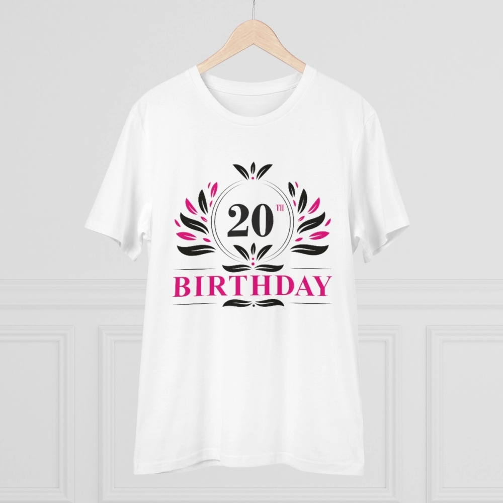 Men's PC Cotton 20th Birthday Printed T Shirt (Color: White, Thread Count: 180GSM) - Image 5