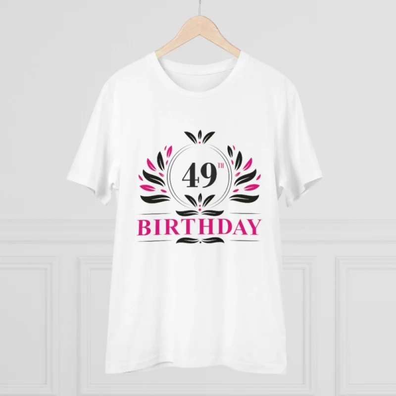 Men's PC Cotton 49th Birthday Printed T Shirt (Color: White, Thread Count: 180GSM) - Image 5