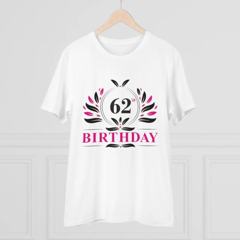 Men's PC Cotton 62nd Birthday Printed T Shirt (Color: White, Thread Count: 180GSM) - Image 5