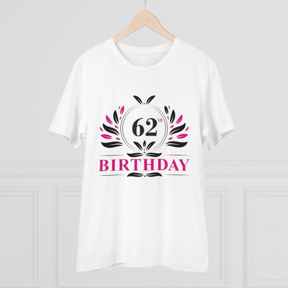 Men's PC Cotton 62nd Birthday Printed T Shirt (Color: White, Thread Count: 180GSM) - Image 5