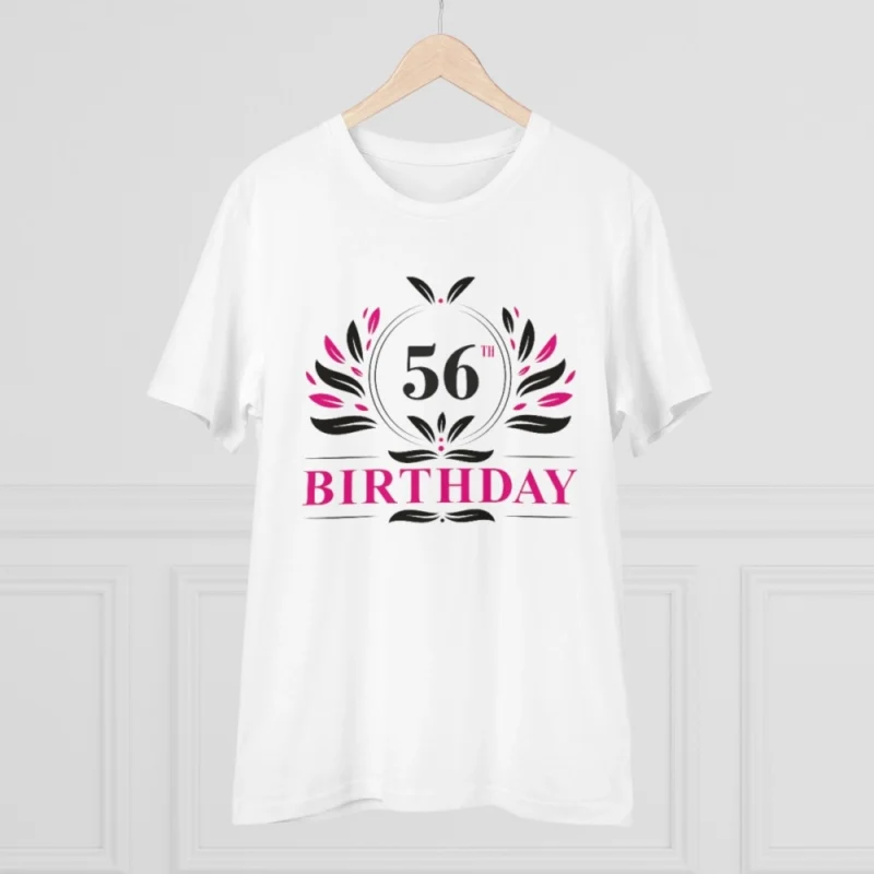 Men's PC Cotton 56th Birthday Printed T Shirt (Color: White, Thread Count: 180GSM) - Image 5