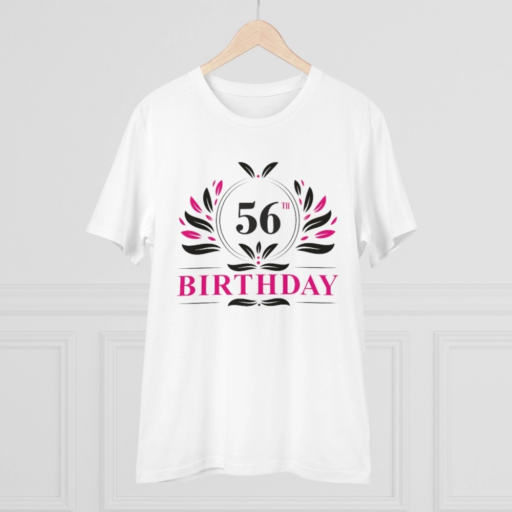 Men's PC Cotton 56th Birthday Printed T Shirt (Color: White, Thread Count: 180GSM) - Image 5