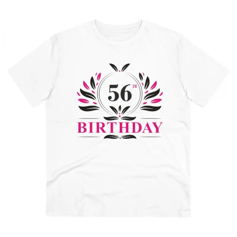 Men's PC Cotton 56th Birthday Printed T Shirt (Color: White, Thread Count: 180GSM)