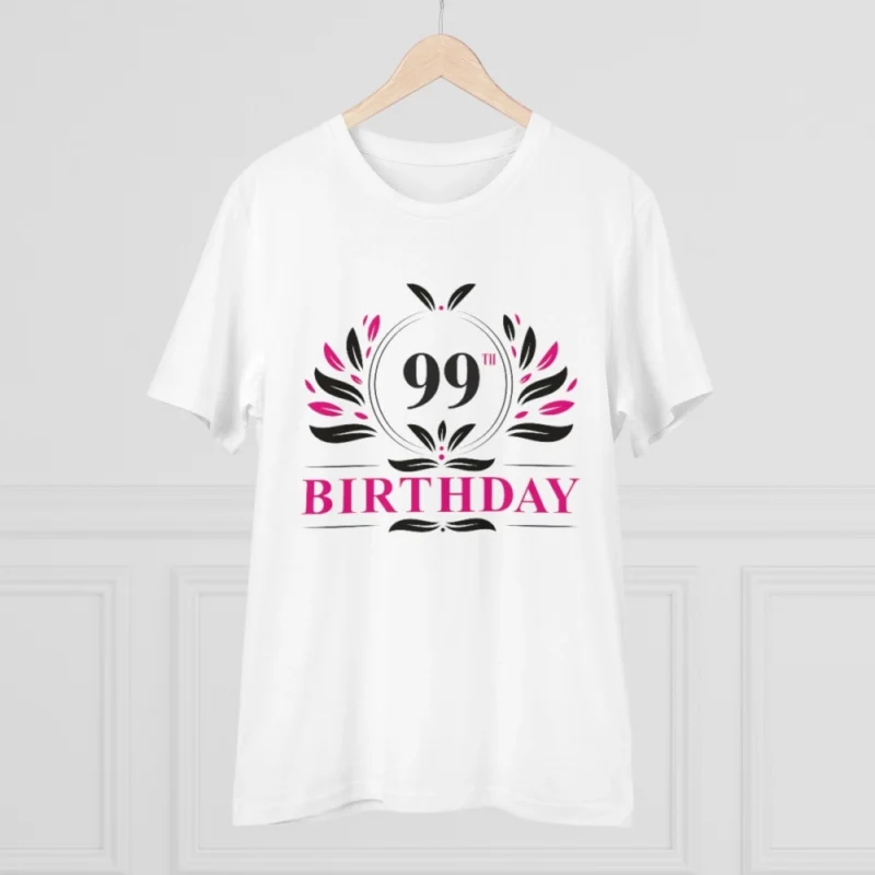Men's PC Cotton 99th Birthday Printed T Shirt (Color: White, Thread Count: 180GSM) - Image 5