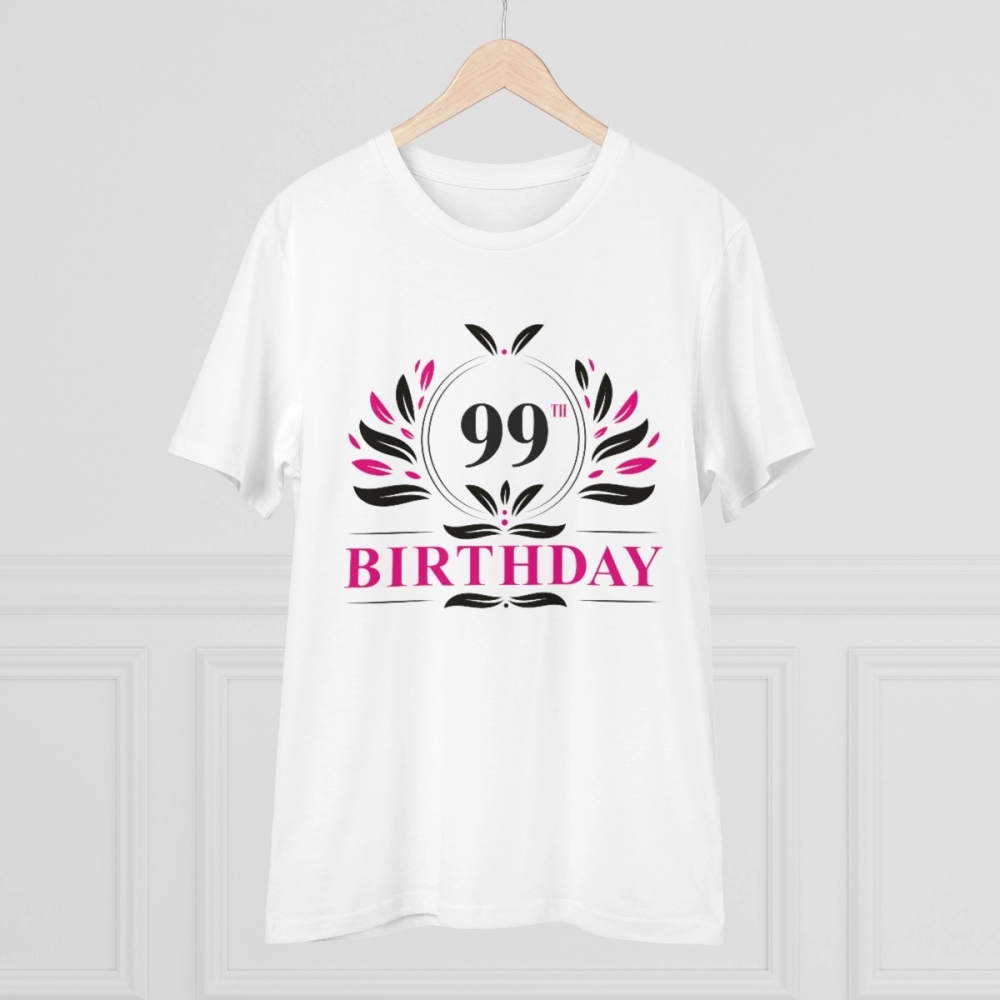 Men's PC Cotton 99th Birthday Printed T Shirt (Color: White, Thread Count: 180GSM) - Image 5
