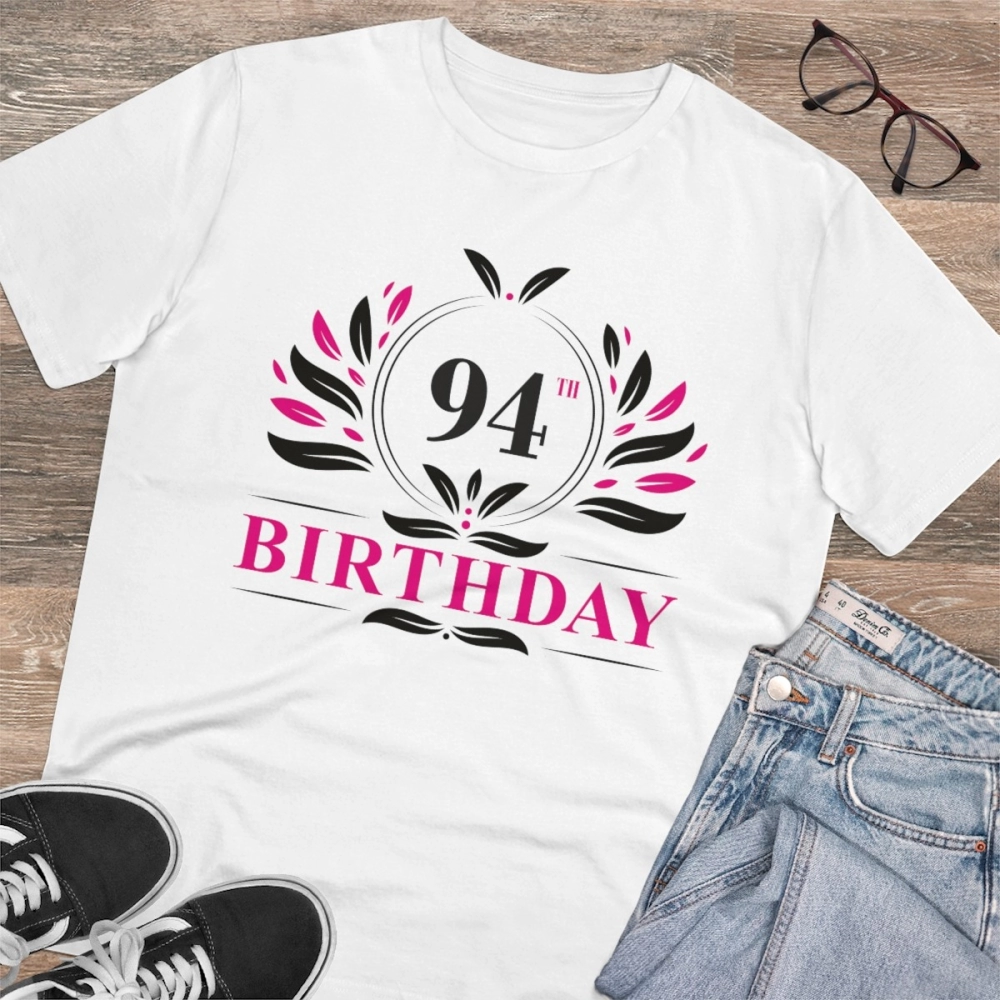 Men's PC Cotton 94th Birthday Printed T Shirt (Color: White, Thread Count: 180GSM) - Image 4