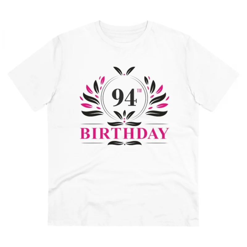 Men's PC Cotton 94th Birthday Printed T Shirt (Color: White, Thread Count: 180GSM)