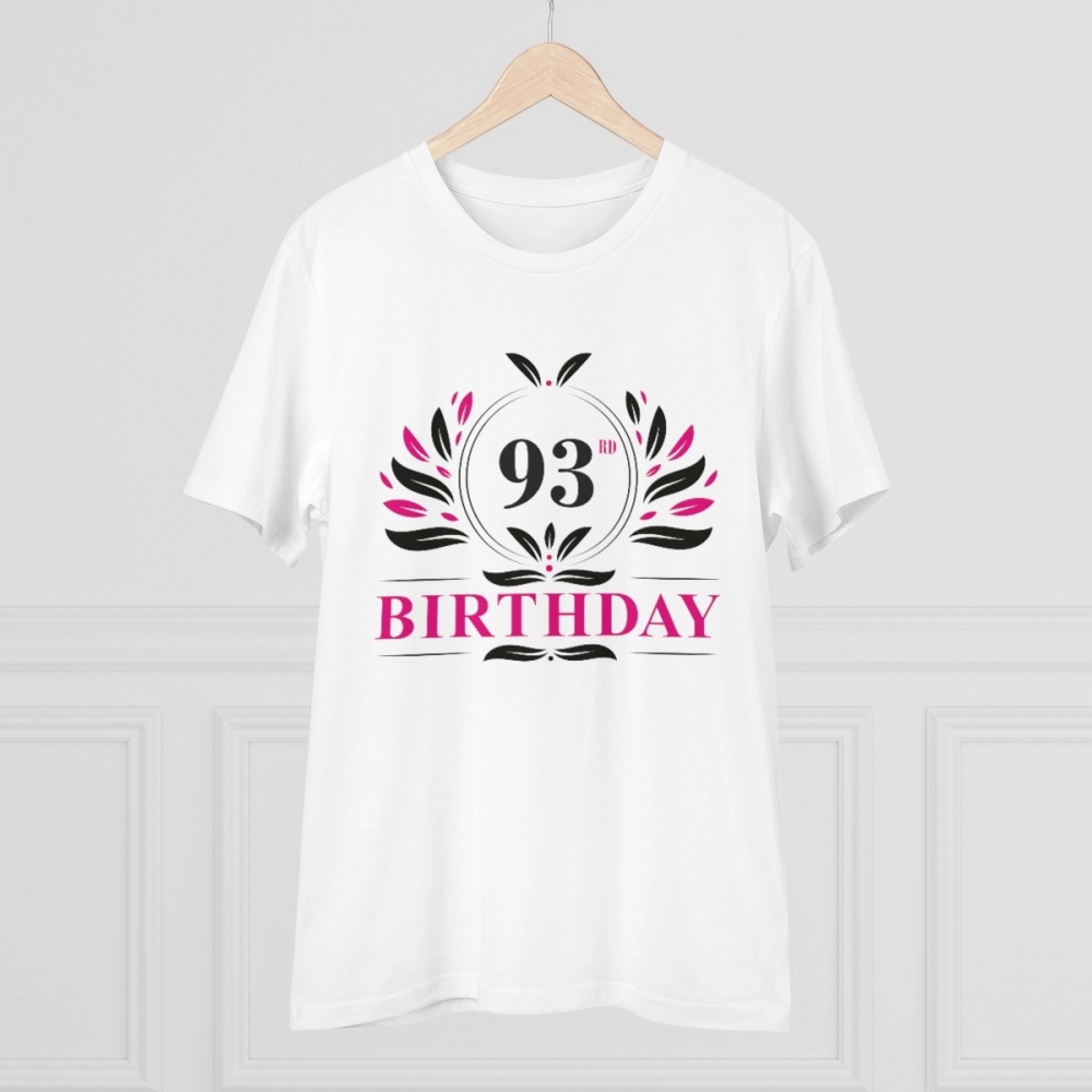 Men's PC Cotton 93rd Birthday Printed T Shirt (Color: White, Thread Count: 180GSM) - Image 5