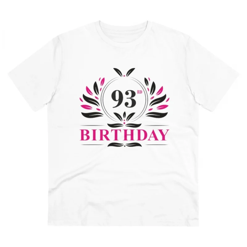 Men's PC Cotton 93rd Birthday Printed T Shirt (Color: White, Thread Count: 180GSM)